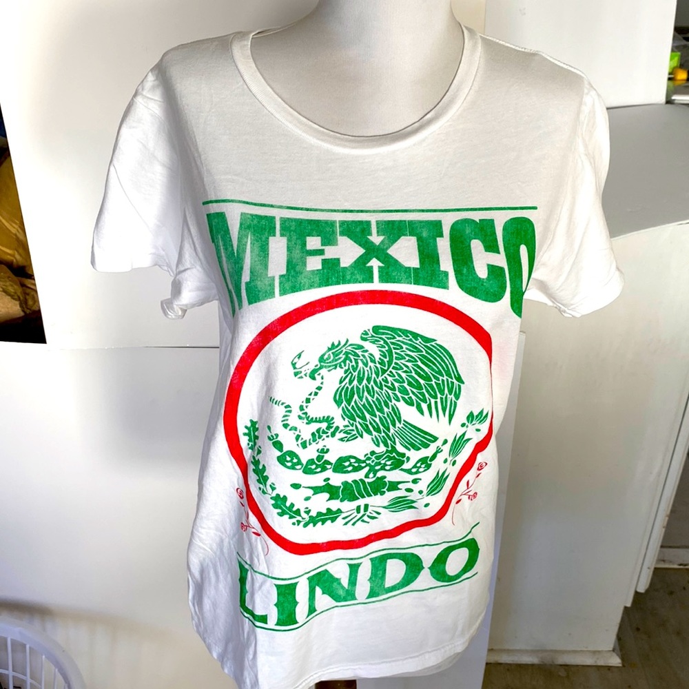 White green red Mexico lindo round neck s sleeve 100 % cotton brand new
